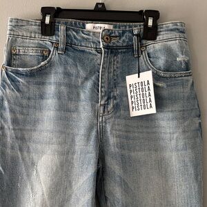 New With Tags Pistola Lennon High Rise Crop Boot Blue Denim Jeans